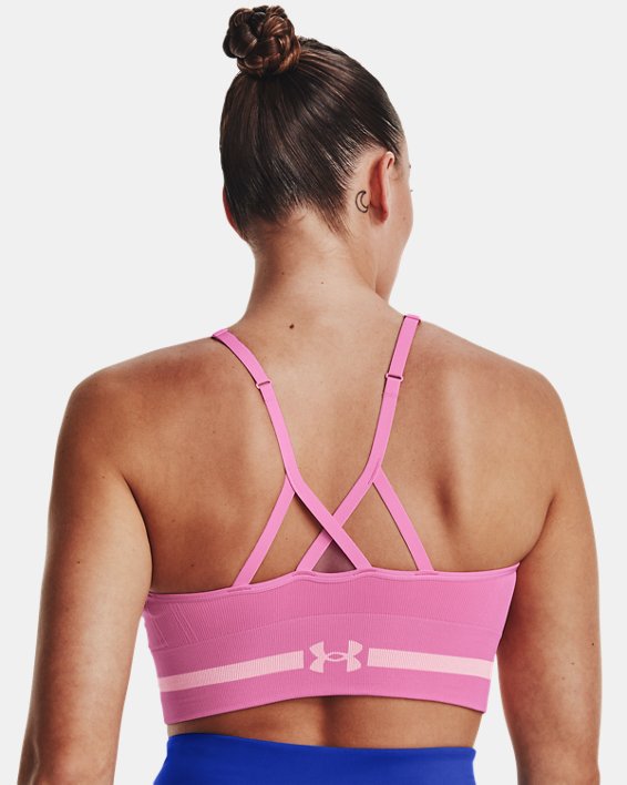 Women's UA Seamless Low Long Sports Bra, Pink, pdpMainDesktop image number 5